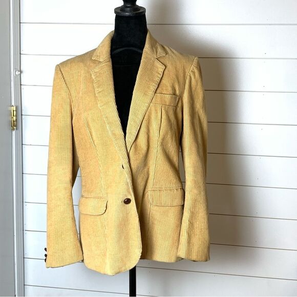 70s Oscar De La Renta Woman’s Mustard Yellow Corduroy Sport Coat VTG size 13/14 - Picture 1 of 12